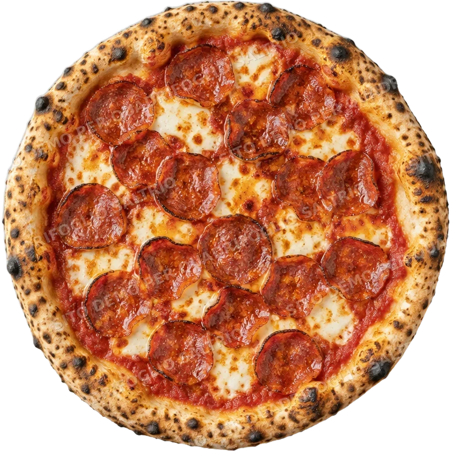 Pizza Diavola vista dall'alto